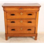 Antique Dutch oak four-drawers chest of drawers. Circa 1850. Handles later. Size: 95 x 93 x 41 cm.