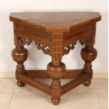 Dutch oak Neo Renaissance folding table (wall table or dining table). Circa 1880. Size: 75 x 45 x 80