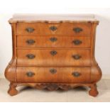 Early 19th century Dutch walnut baroque chest of drawers with four drawers and bronze fittings.