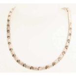 Silver necklace, 925/000, with half rounded links with a matted finish with shiny circles.