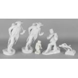 Five German porcelain figures. Second half of the 20th century. Among others: KPM, three times