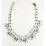 Beautifully crafted schmuck necklace from yellow metal, similie and light blue stones. In good