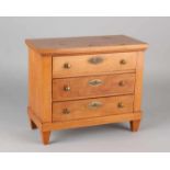 Antique cherry wood model chest of drawers. Oak wood corpus. Circa 1880. Size: 21.5 x 26 x 13 cm. In