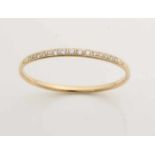 Yellow gold slave band, 585/000, solid ball model set with brilliant cut diamonds, running in