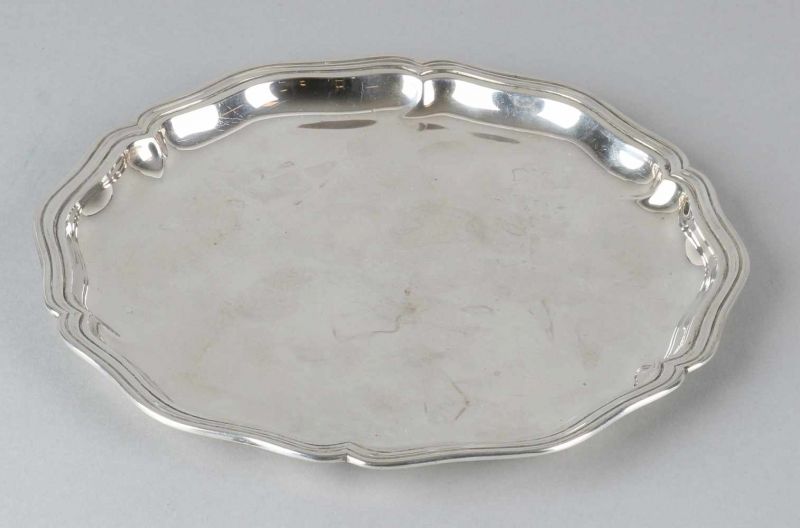 Silver silver platter, 830/000, rounded disc with ribbed edges. ø 21 cm. signed Citroen. Provided - Image 2 of 2