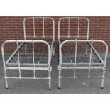 Two antique iron children's beds. Circa 1900. Unrestored. Size: 160 x 77 x 100 cm. In reasonable /