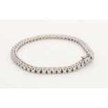 Elegant white gold tennis bracelet, 585/000, fully set of 54 brilliant cut diamonds, total approx.