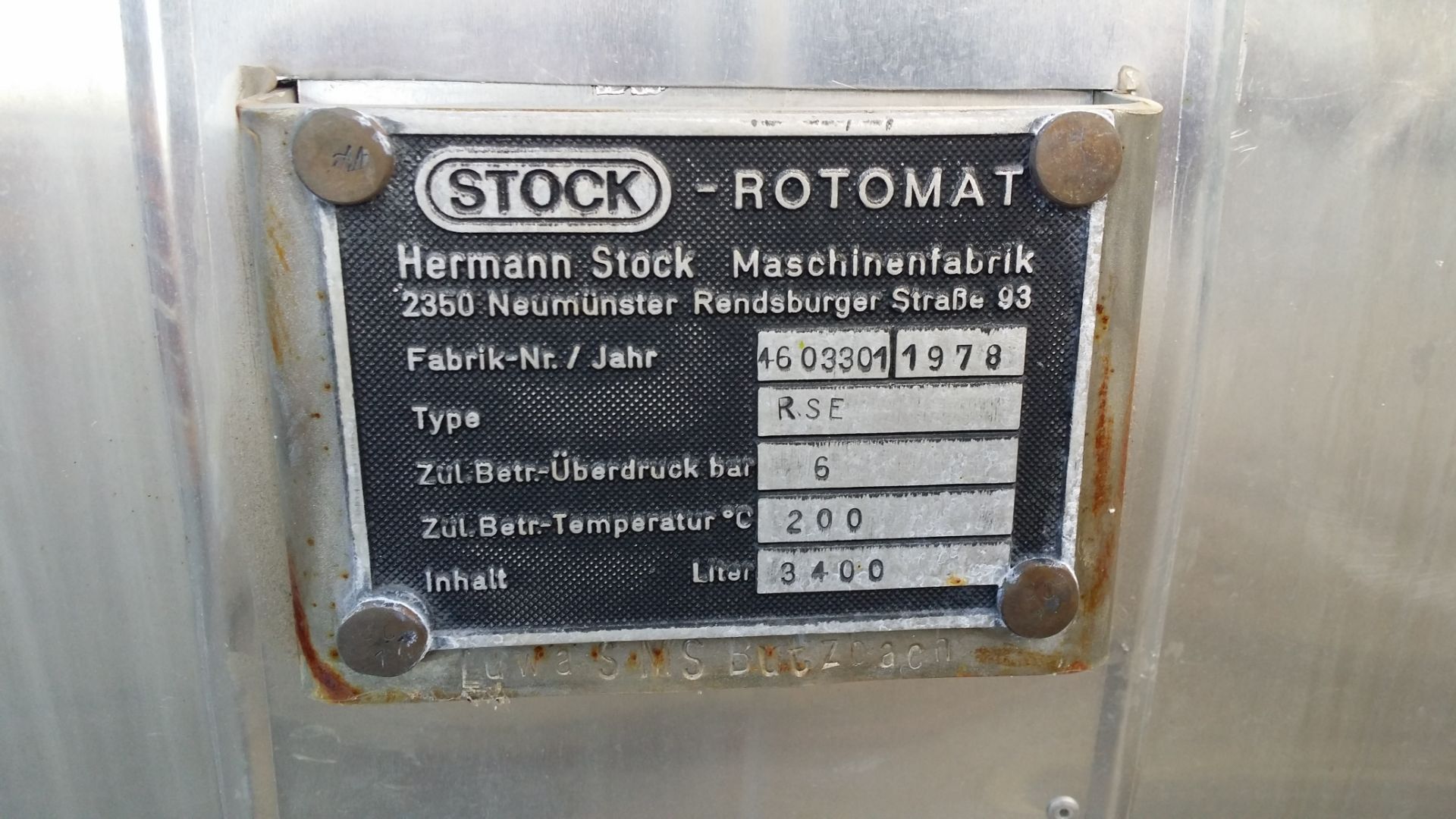 Stock Retort Unit - Rotomat; Manufacturing No: 4603301, Year: 1978, Type: RSE *Parts Unit* Pressure: - Image 2 of 4