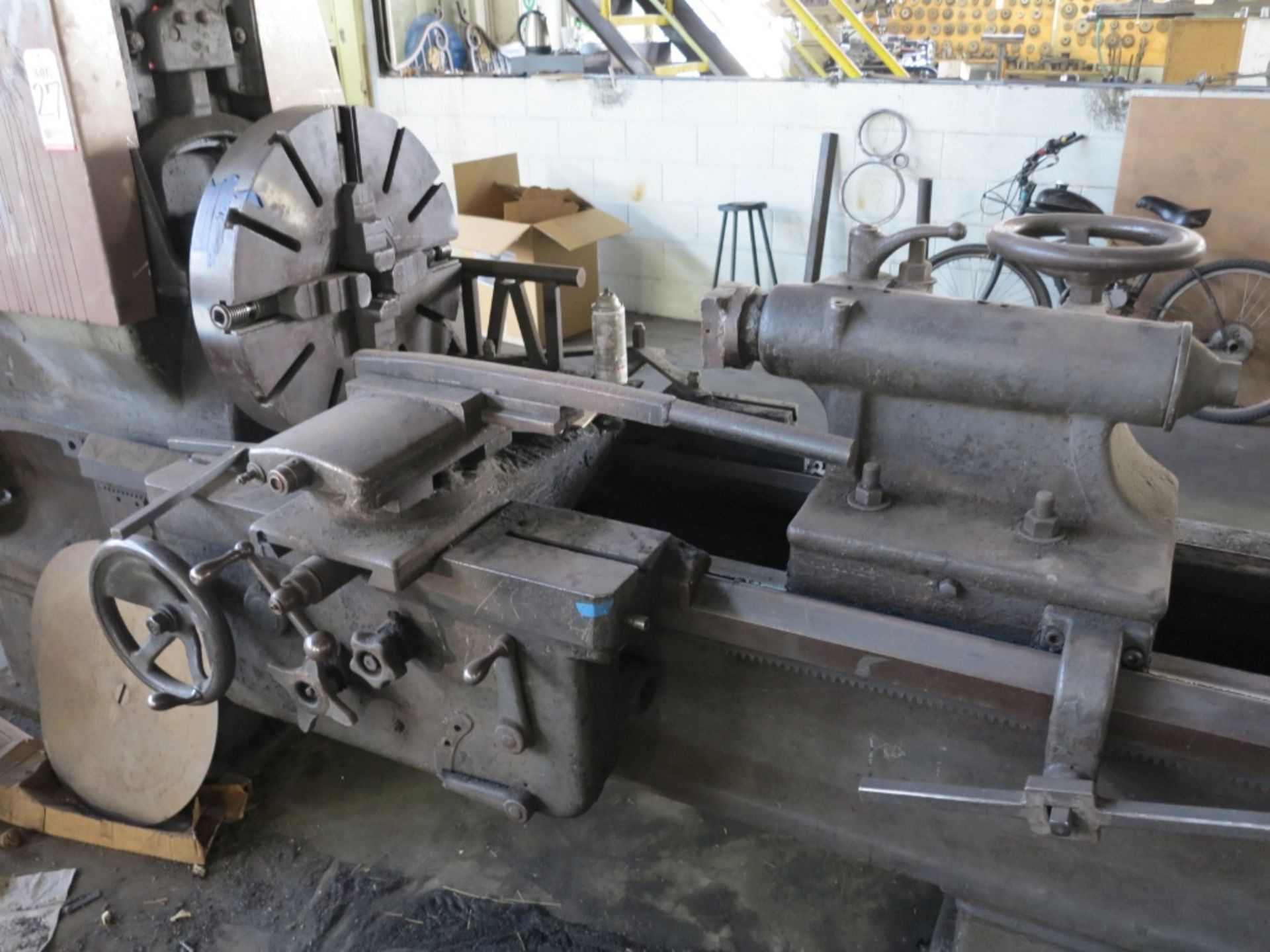 26" X 120" AXELSON LATHE, CURRENTLY USED AS A BAR TWISTING MACHINE