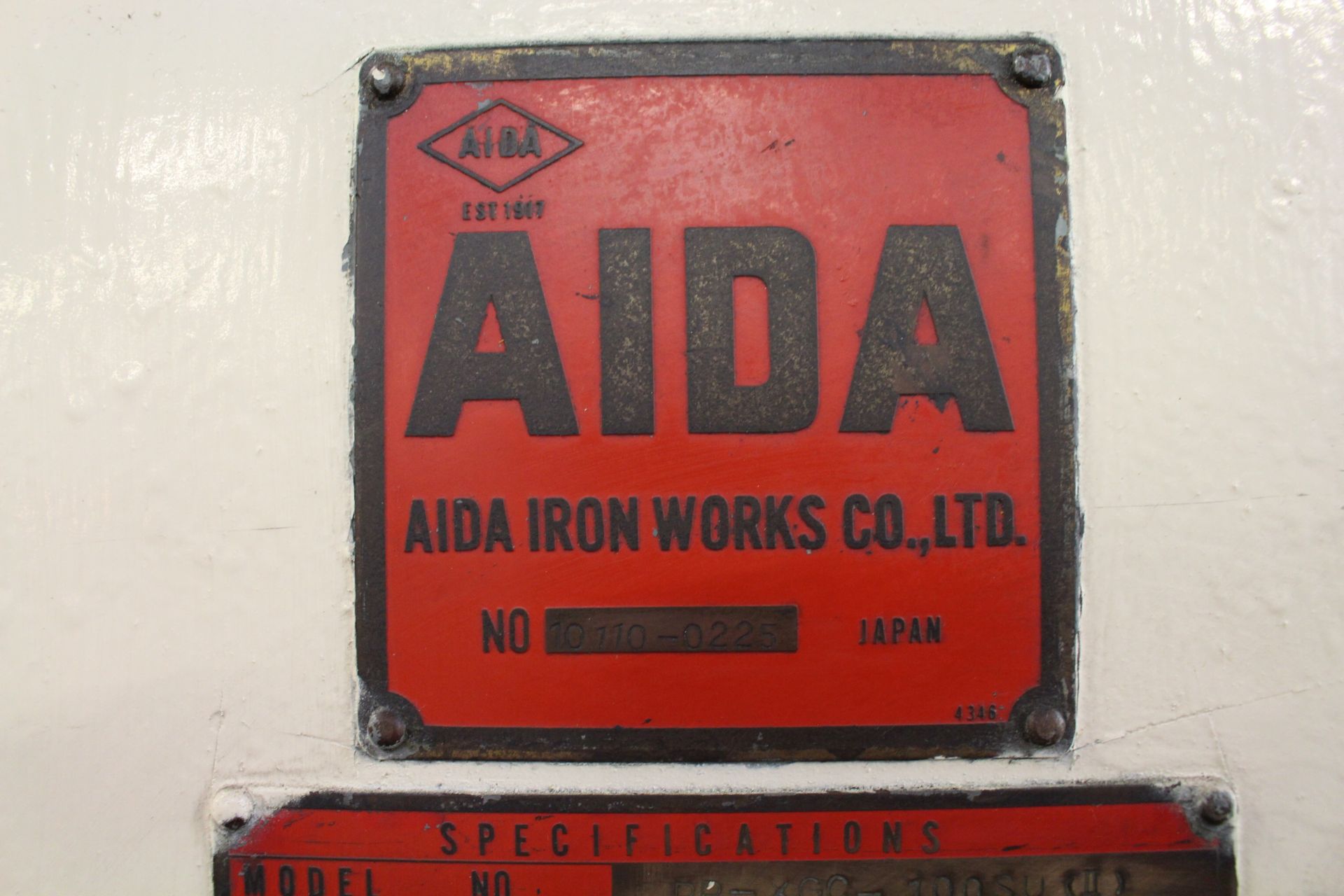 AIDA MODEL PP-XG0-100SU (II) PUNCH PRESS, 100-TON CAPACITY, 6.6" STROKE, 50 SPM, 41.7" X 22" - Image 8 of 9