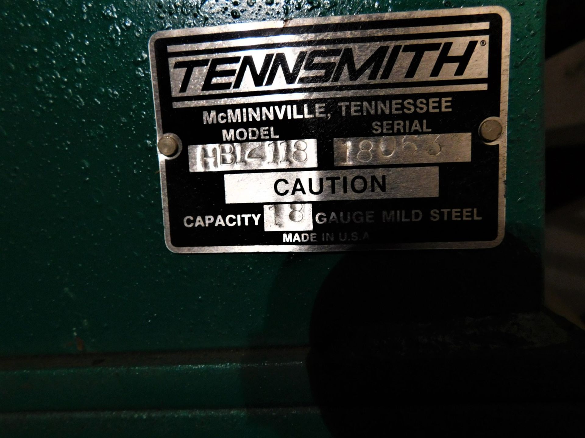 TENNSMITH 10' LEAF MANUAL APRON BRAKE, MODEL HB12118, CAPACITY: 18 GA. X 10', S/N 18063 - Image 4 of 5