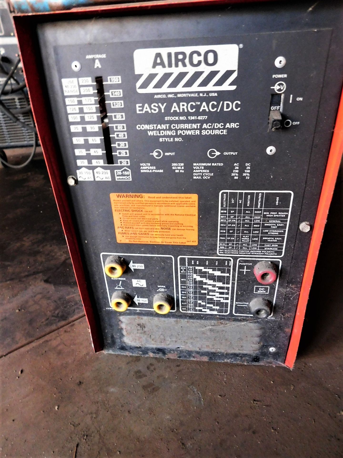 AIRCO EASY ARC AC/DC ARC WELDING POWER SOURCE, STOCK NO. 1341-0277, MODEL JD-30 - Image 2 of 3