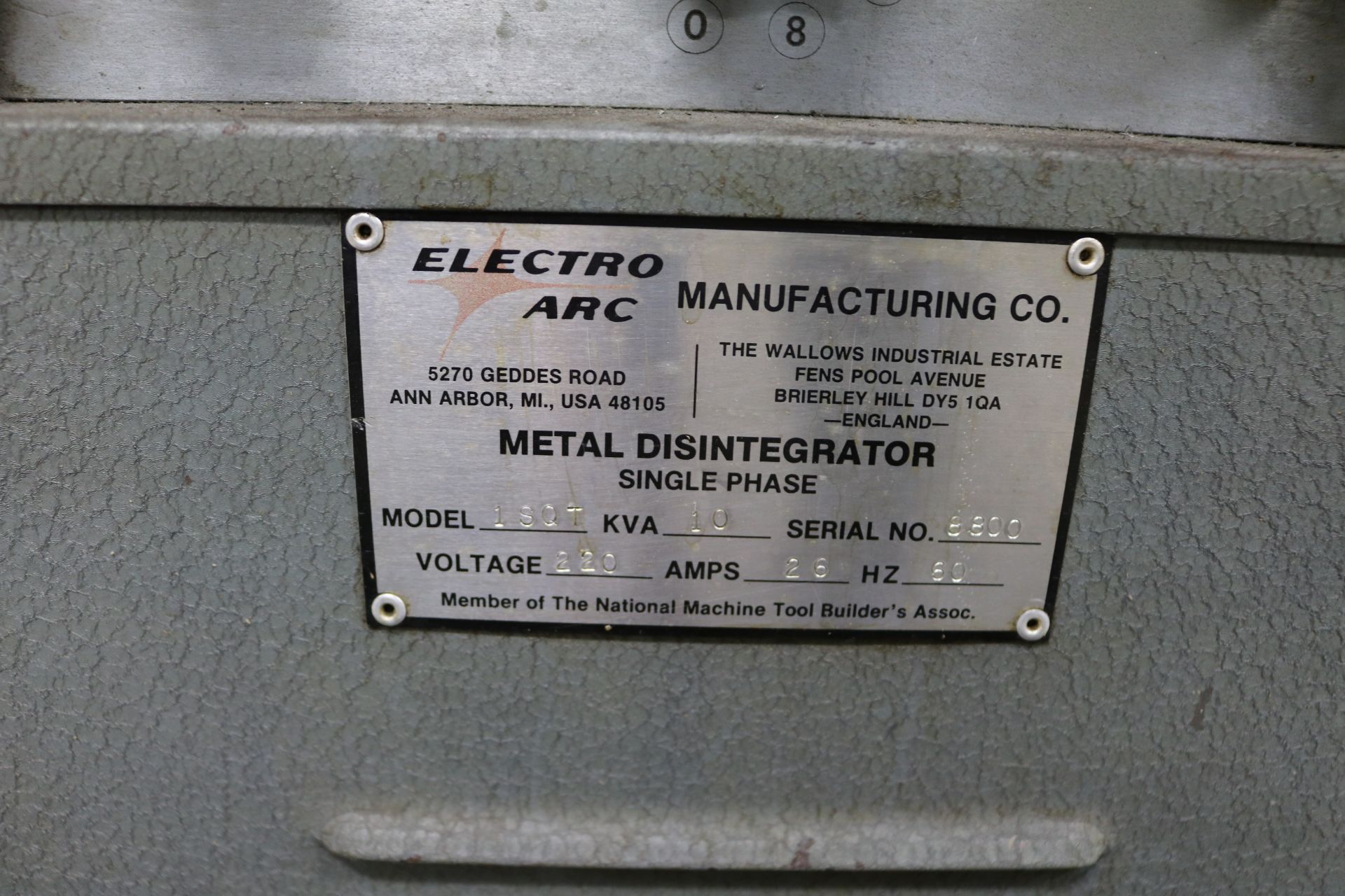 ELECTRO ARC TAP METAL DISINTEGRATOR, MODEL 1SQT, 10 KVA, S/N 8800 - Image 3 of 3