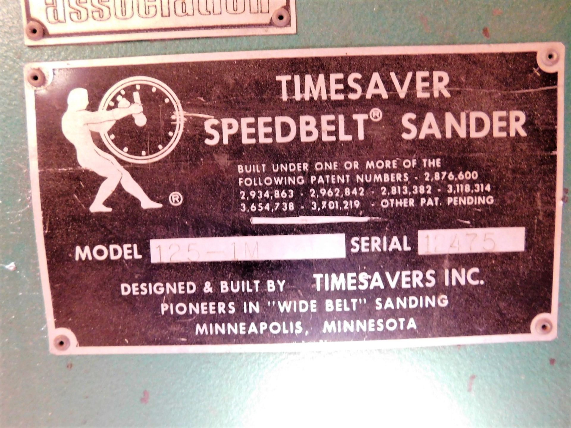 TIMESAVER SPEEDBELT SANDER, MODEL 125-1M, S/N 12475 - Image 3 of 3