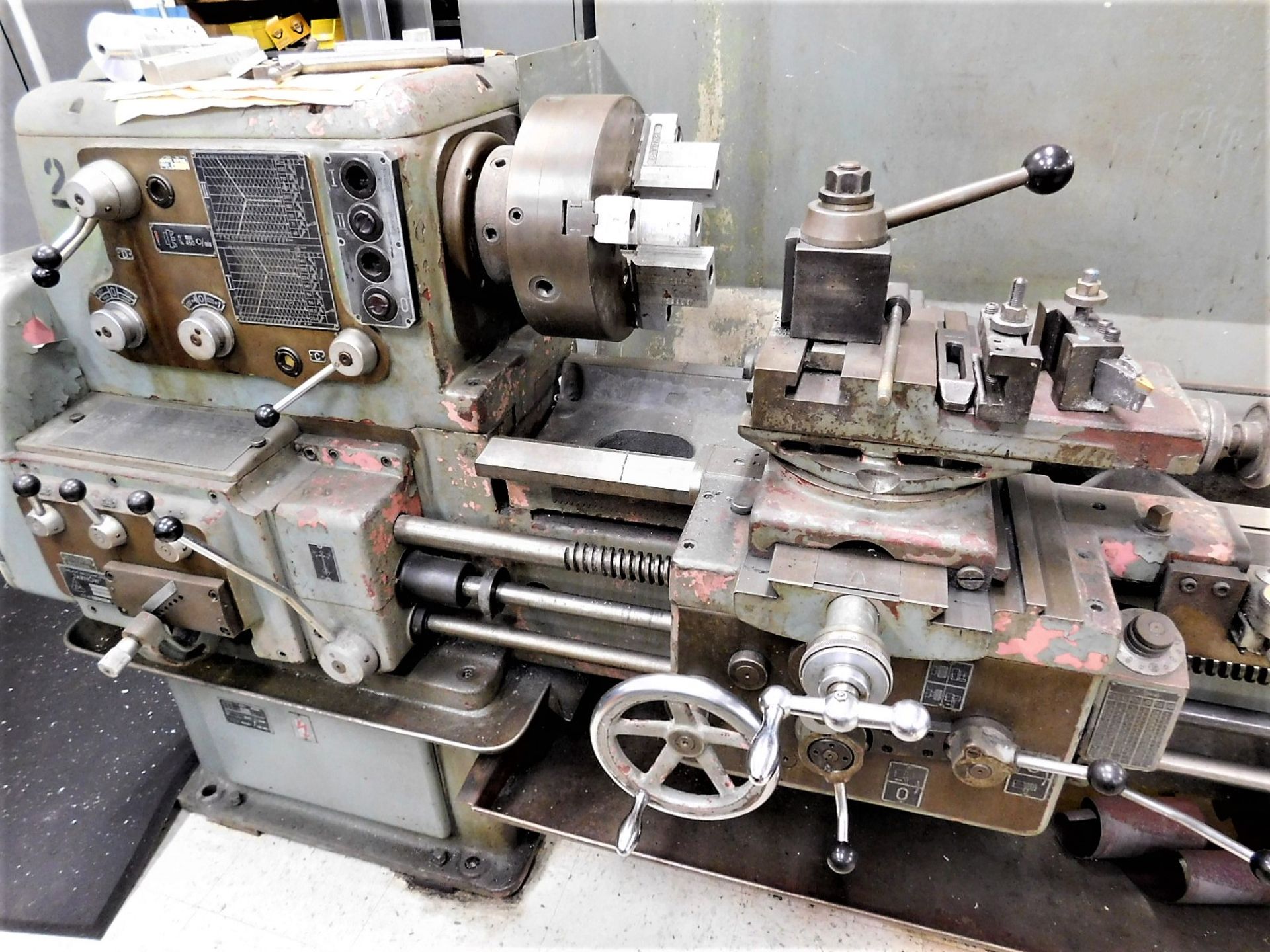 TARNOW LATHE, MODEL TUJ, 48 X 2500, S/N 3725, TAILSTOCK, STEADY REST, (2) EXTRA CHUCKS AND TOOLING - Image 3 of 5