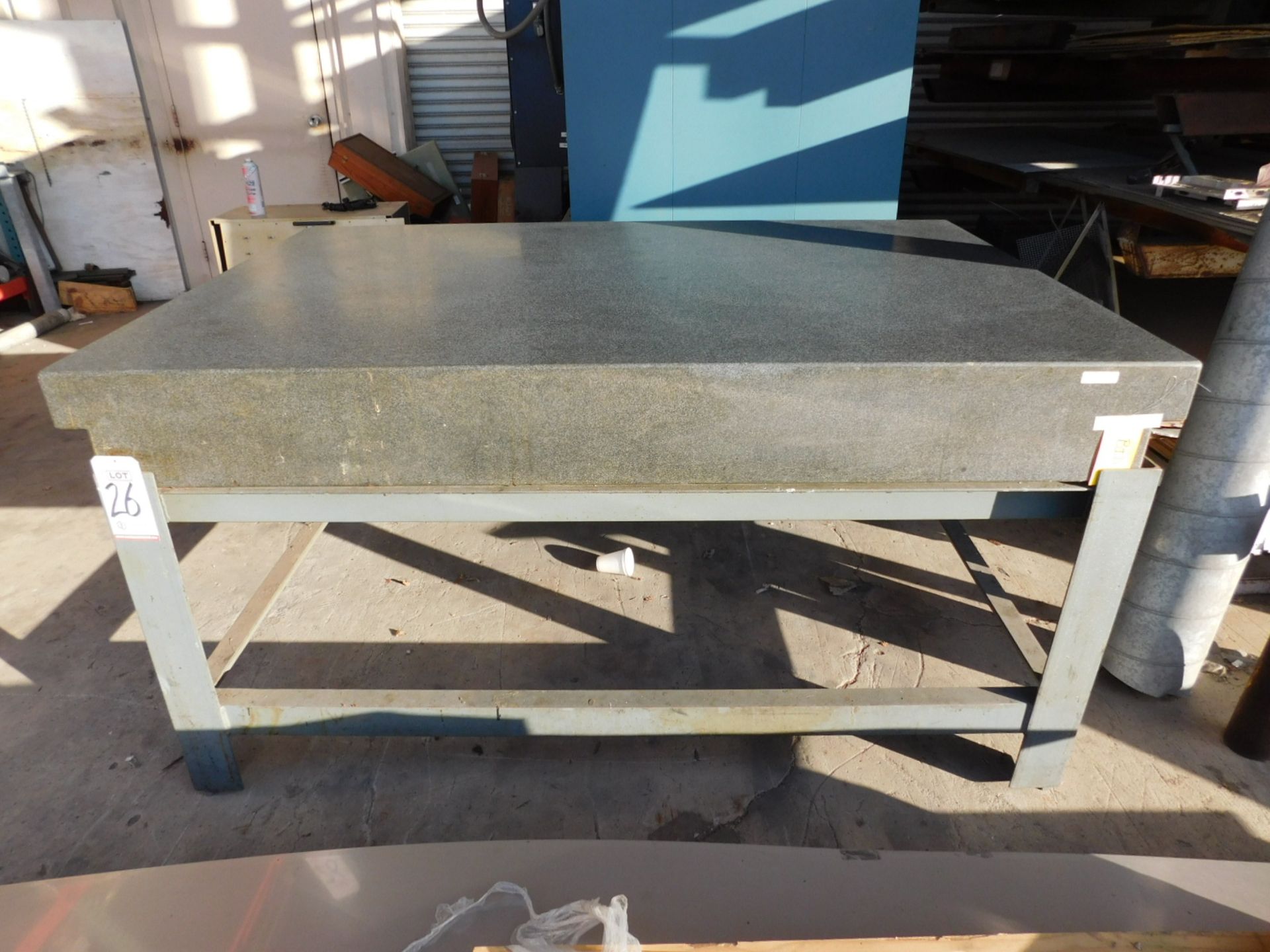 PYRAMID SURFACE PLATE, 4' X 6' X 8-1/4", GRADE A, S/N 5990, STEEL STAND