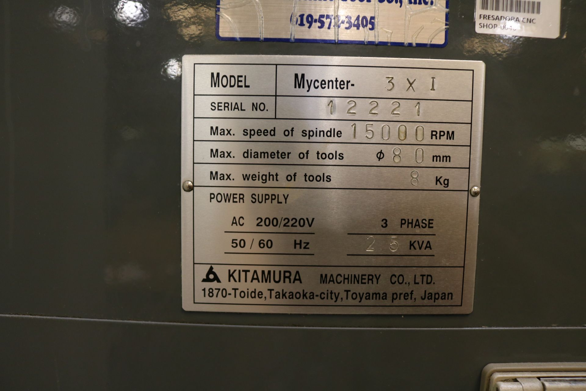 KITAMURA MYCENTER 3XI VERTICAL MACHINING CENTER, TRAVELS: 30" X 18" X 18", FANUC 16-I-M CNC CONTROL, - Image 7 of 7