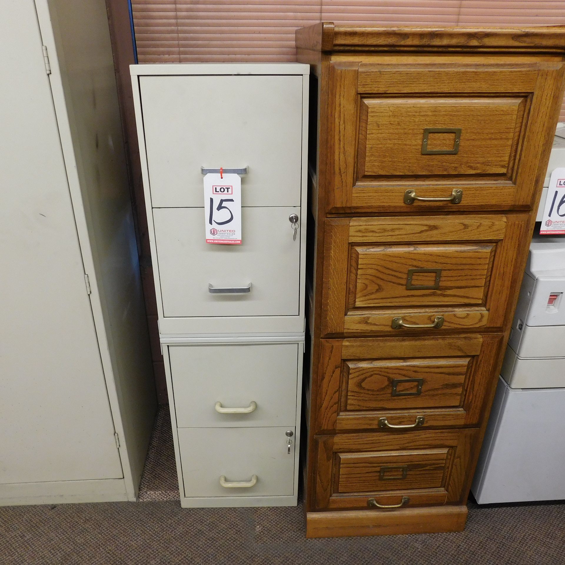 LOT - (2) FILE CABINETS, STEEL AND WOOD