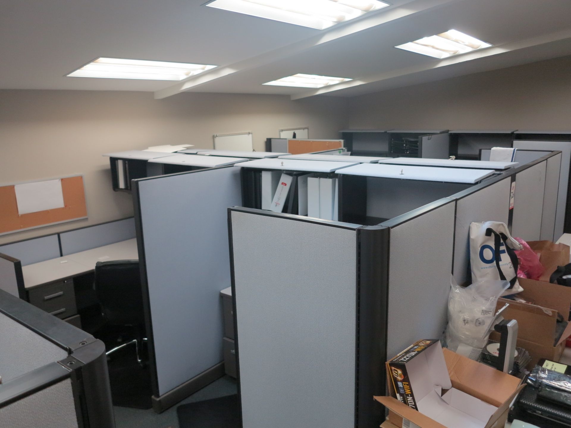 LOT - (4) CUBICLES W/ DESKS AND CHAIRS