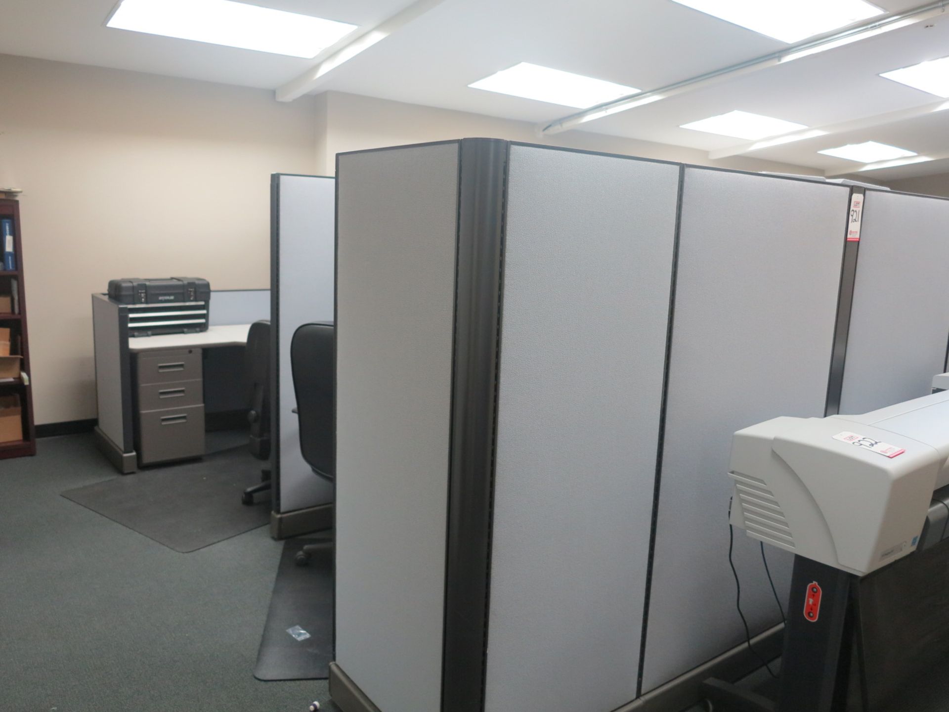 LOT - (4) CUBICLES W/ DESKS AND CHAIRS