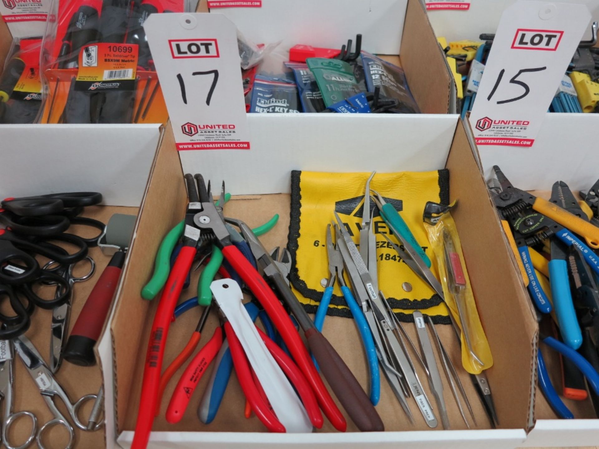 LOT - WIRE CUTTERS, RING PLIERS, NEEDLE NOSE PLIERS