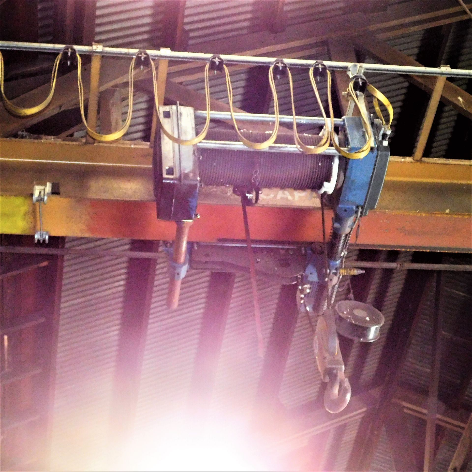 SINGLE I BEAM TOP RUNNING BRIDGE CRANE, 30' SPAN, W/ DEMAG 3-TON ELECTRIC HOIST W/ 3-WAY RADIO - Image 3 of 4