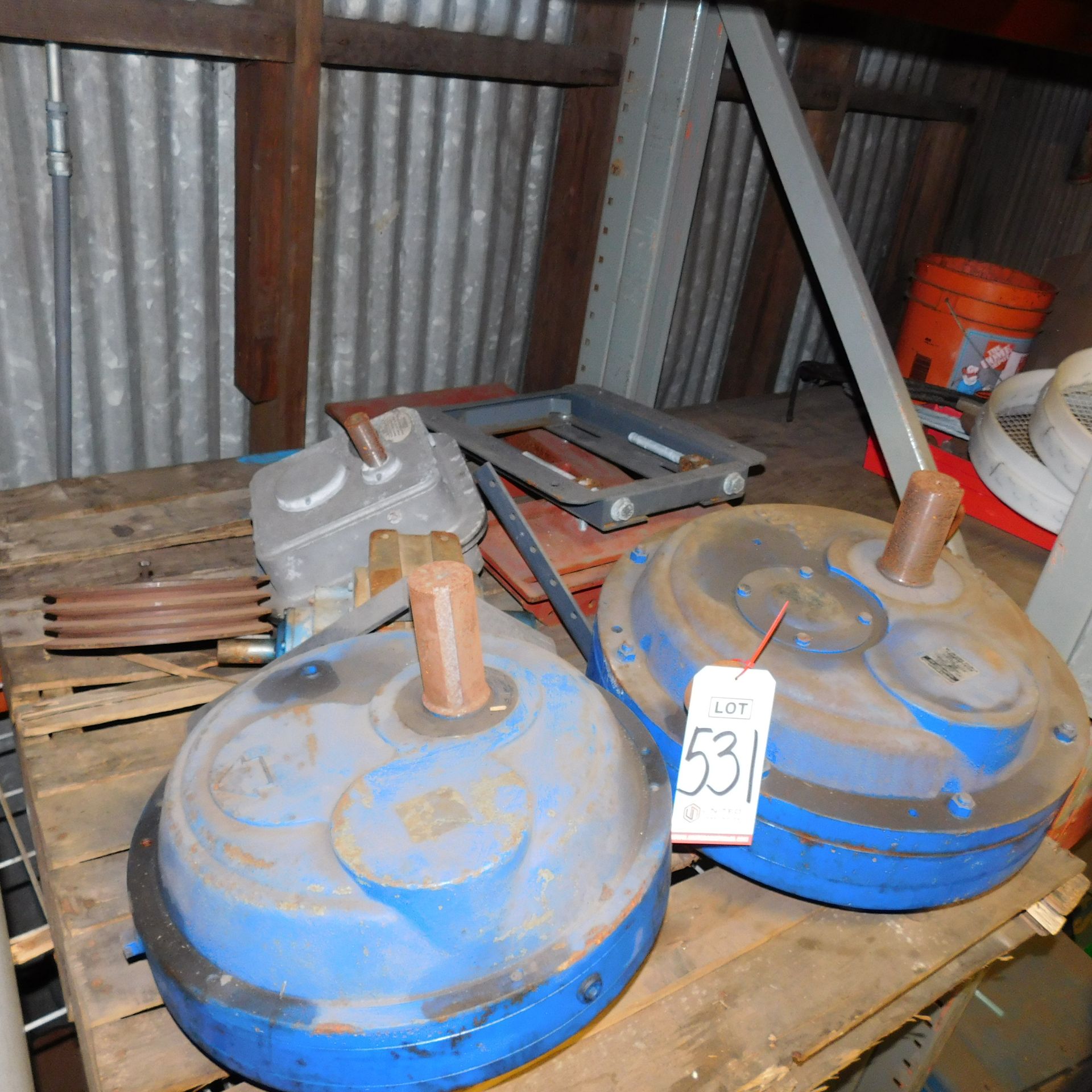 LOT - PALLET OF MISC ITEMS TO INCLUDE: (2) SHAFT MOUNT SPEED REDUCERS AND OTHER ITEMS