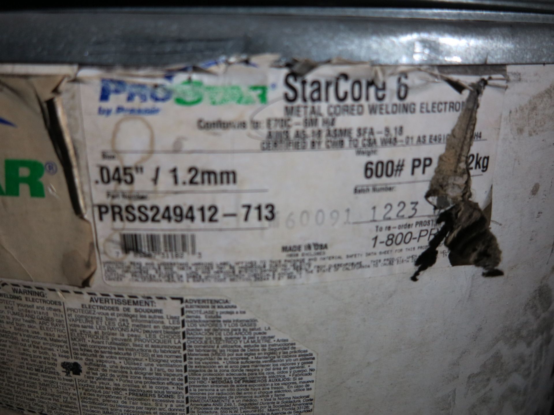 DRUM OF PROSTAR STARCORE6, METAL CORED WELDING WIRE, .045", PART NO. PRSS249412-73 - Image 2 of 2