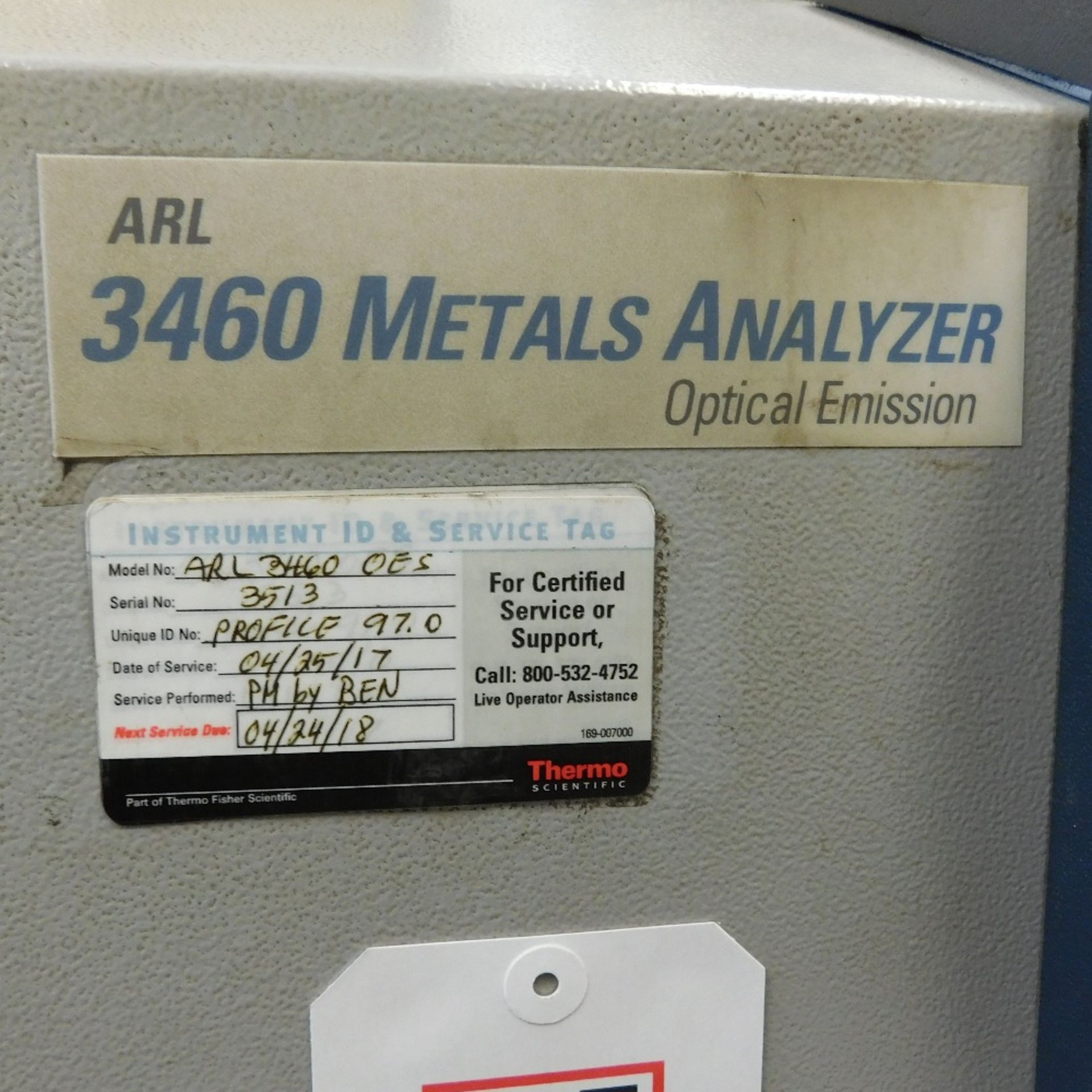 THERMAL SCIENTIFIC BASE SPECTROMETER, MODEL ARL 3460, S/N 3513, W/ COMPUTER, MONITOR AND PRINTER ( - Image 3 of 3