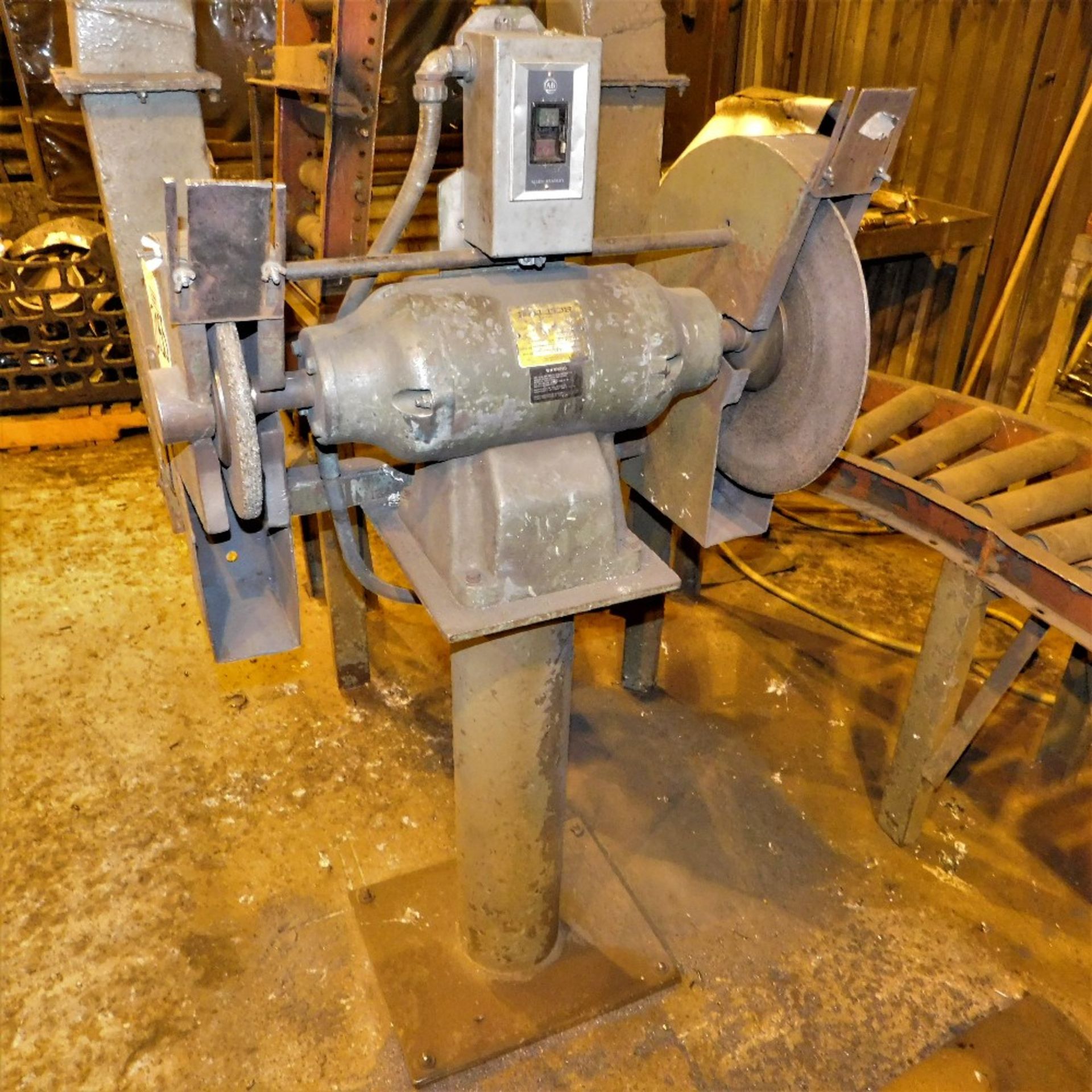 3 HP BALDOR DOUBLE END GRINDER, MODEL G12-125A-0003, S/N X0411107154, PEDESTAL TYPE, 12"