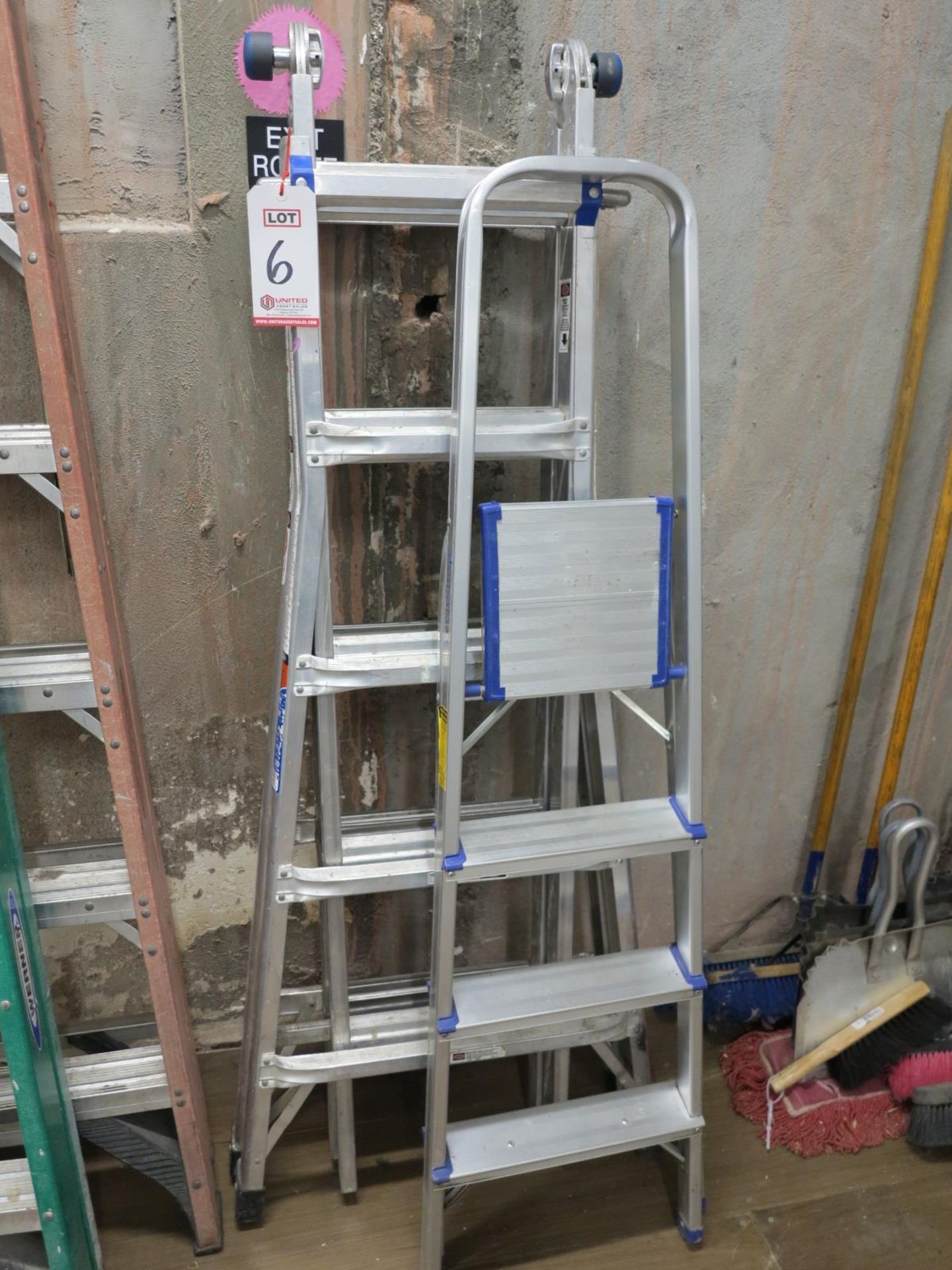 LOT - (1) 21' FOLDING ALUMINUM LADDER AND (1) 3' STEP LADDER