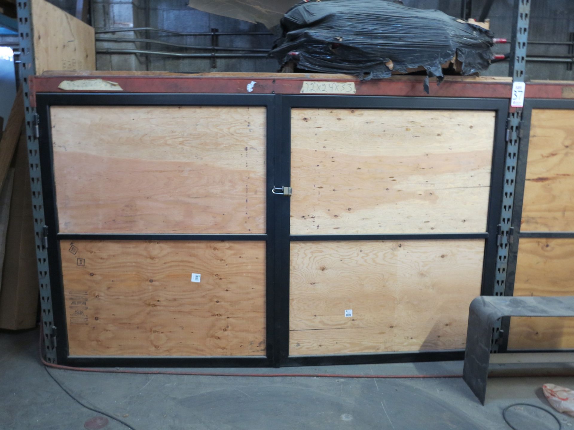 LOT - (2) SECTIONS PALLET RACKING, 10' X 14' X 4' W/ LOCKING DOORS ON BOTTOM SECTION - Image 2 of 3