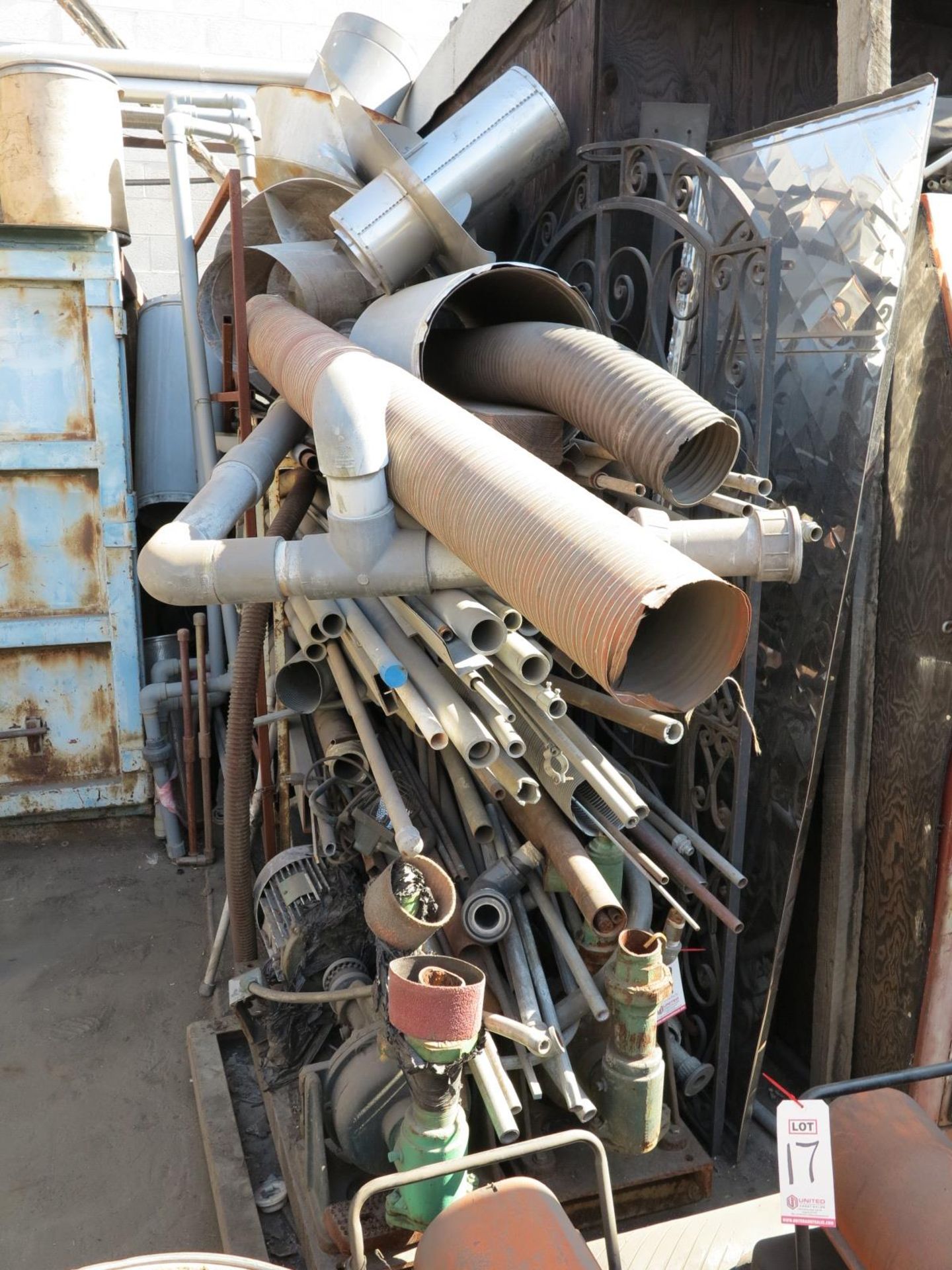 LOT - RACK W/ CONTENTS: PIPE, EMT, STEEL, (2) ELECTRIC PUMPS - Image 3 of 3