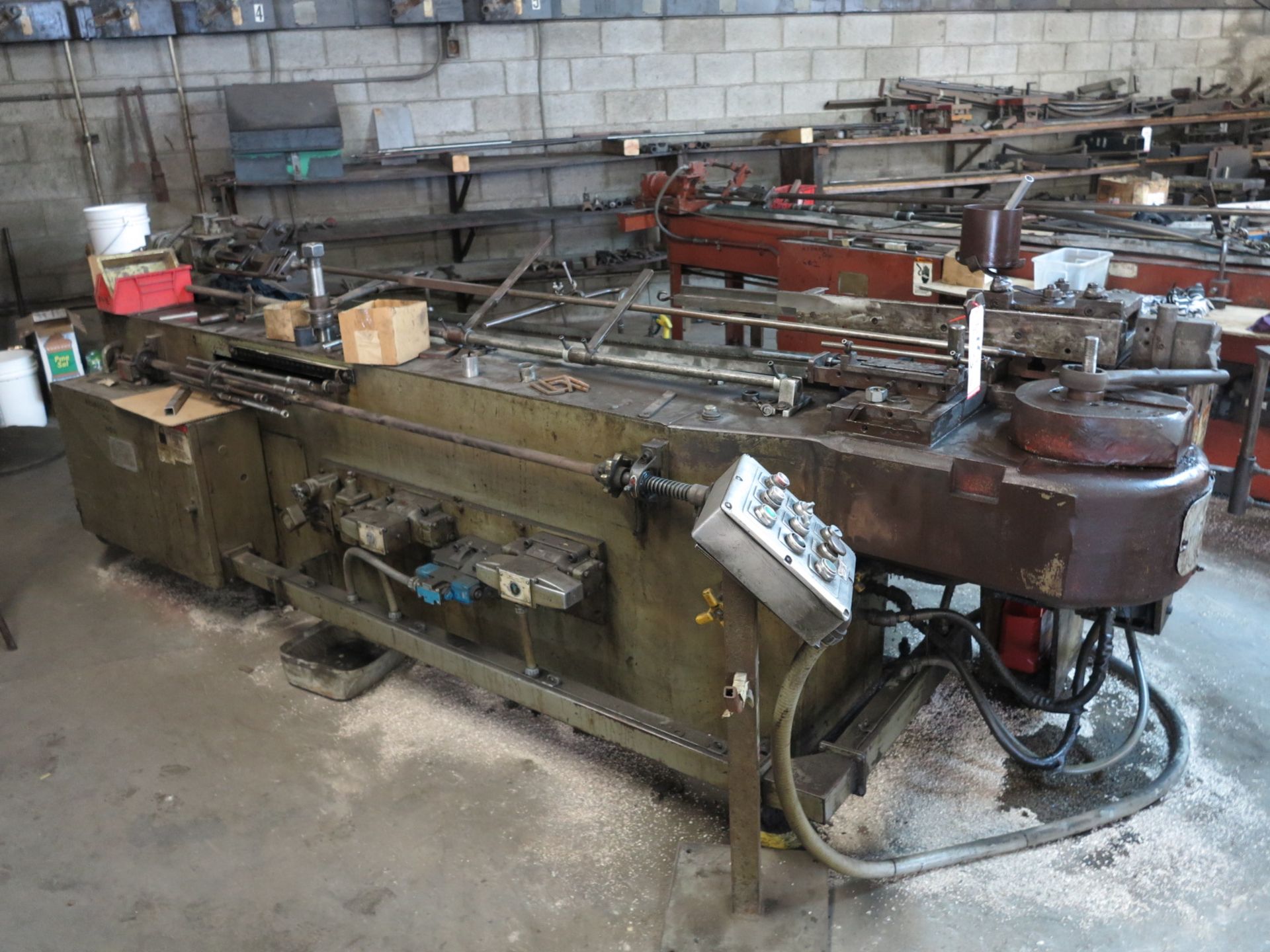 PINES #1 HORIZONTAL TUBE BENDER, 2" OD, HYDRAULIC MANDREL EXTRACTOR, 8' TRAVEL, S/N 11205-65001 - Image 2 of 4