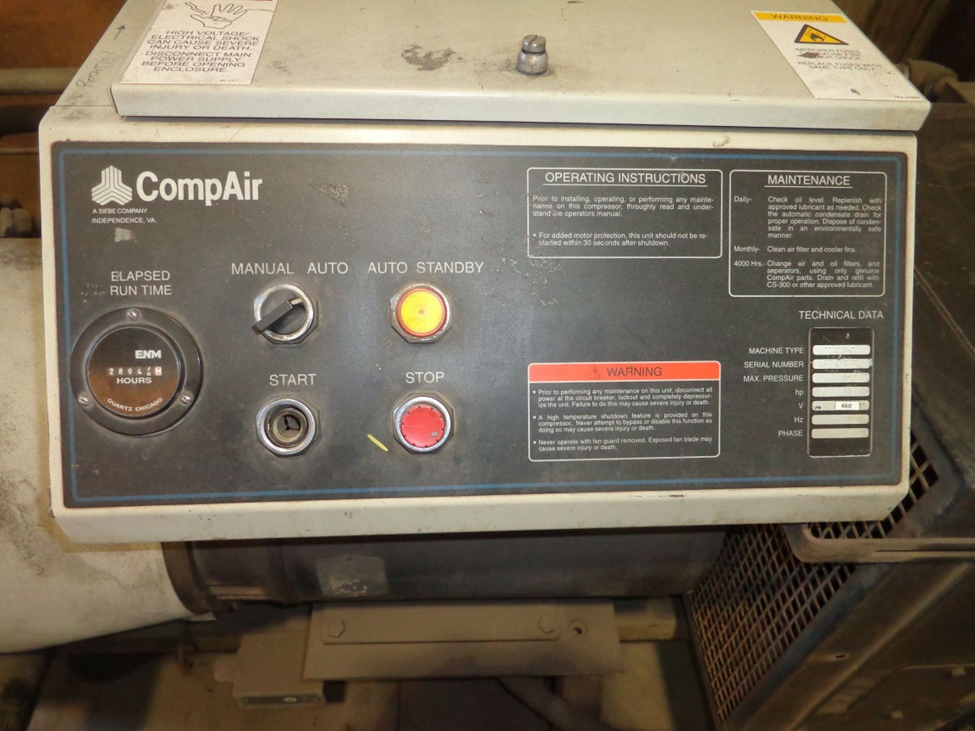 COMP AIR HYDROVANE AIR COMPRESSOR 128 PAUS, 25 HP, 115 CFM, 100 PSIG - Image 3 of 3