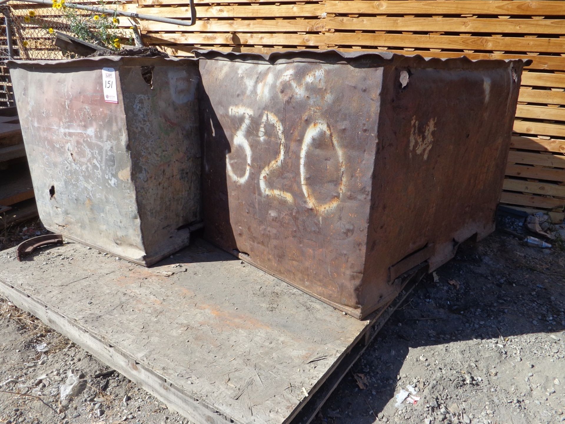 LOT - (2) STEEL TRASH BINS