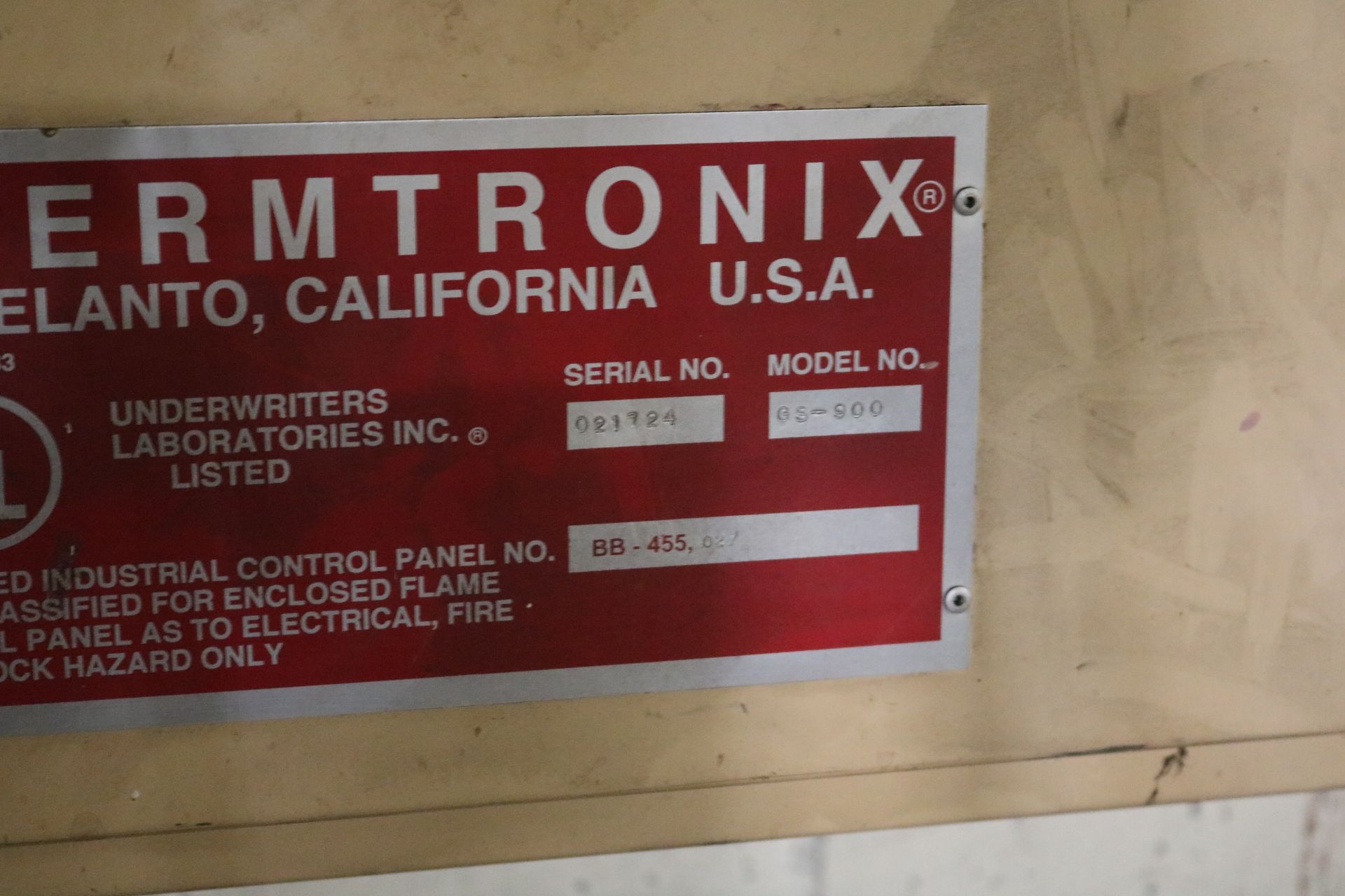 2002 THERMTRONIX MODEL GS900 900 LB GAS FRIED MELTING FURNACE, GAS SYSTEM AND CONTROLS, S/N 021724 - Image 7 of 9