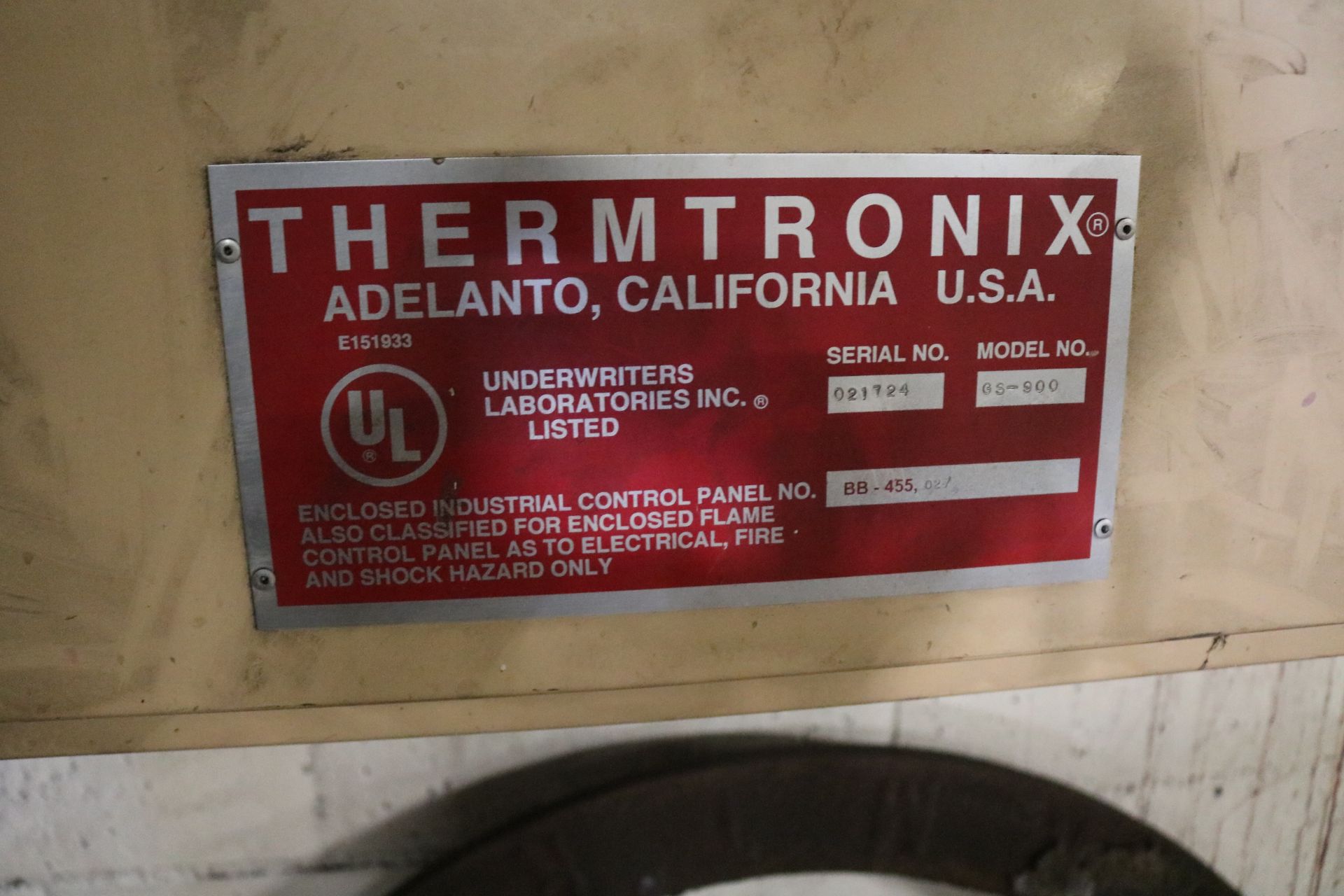 2002 THERMTRONIX MODEL GS900 900 LB GAS FRIED MELTING FURNACE, GAS SYSTEM AND CONTROLS, S/N 021724 - Image 6 of 9