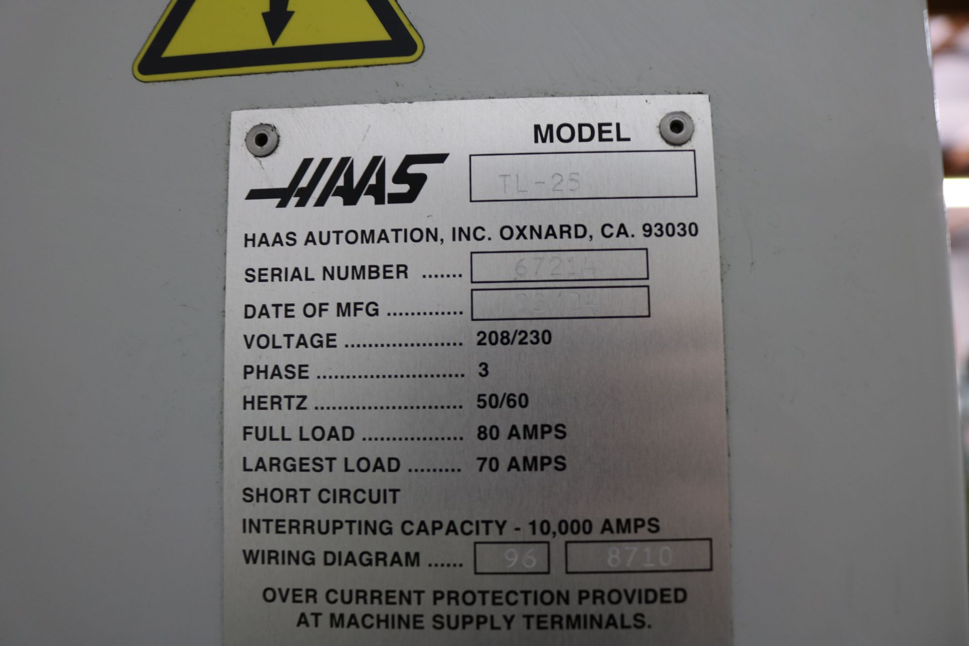 2004 HAAS TL-25 CNC TURNING CENTER, 10" 3 JAW CHUCK, 30" SWING, 14.5" SWING OVER CROSS SLIDE, 4" BAR - Image 12 of 13