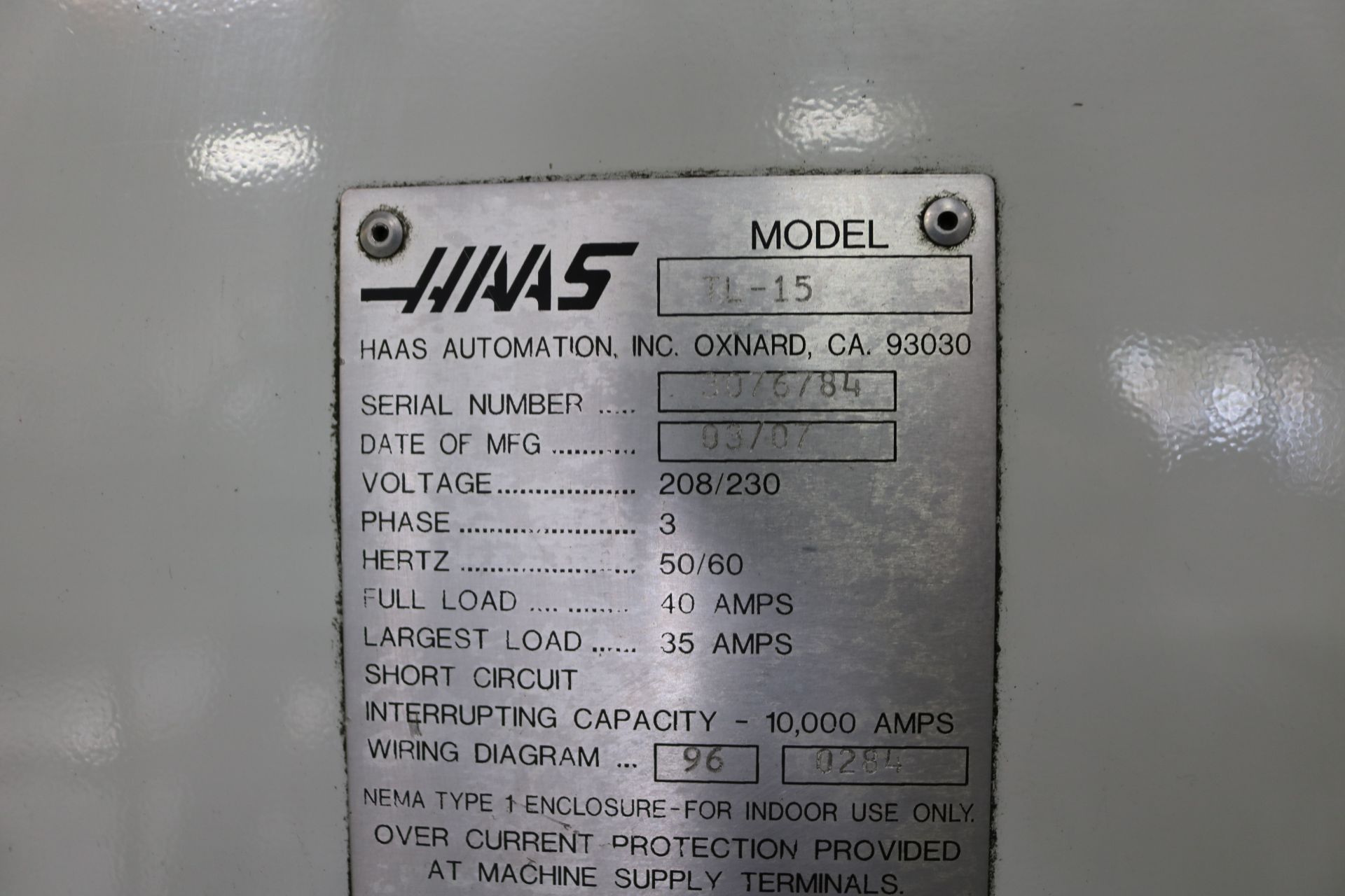 2007 HAAS TL-15 CNC TURNING CENTER, 8" 3 JAW CHUCK 23" SWING, 9.5" SWING OVER CROSS SLIDE, 2" BAR - Image 11 of 11