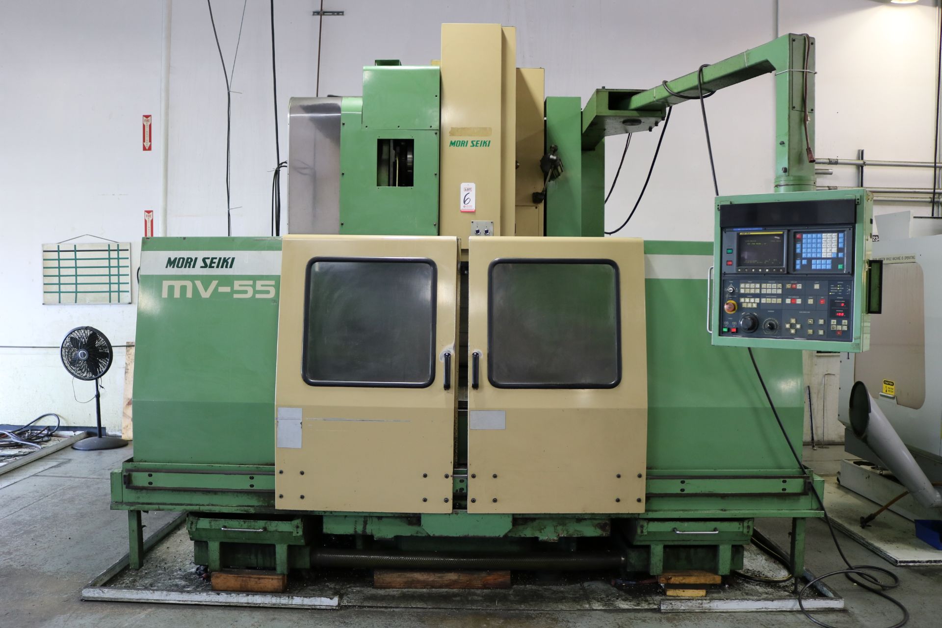 MORI SEIKI MV-55/50 CNC VERTICAL MACHINING CENTER, TRAVELS: 41" X 21" X 22", 55" X 21" TABLE, 4000 - Image 2 of 17