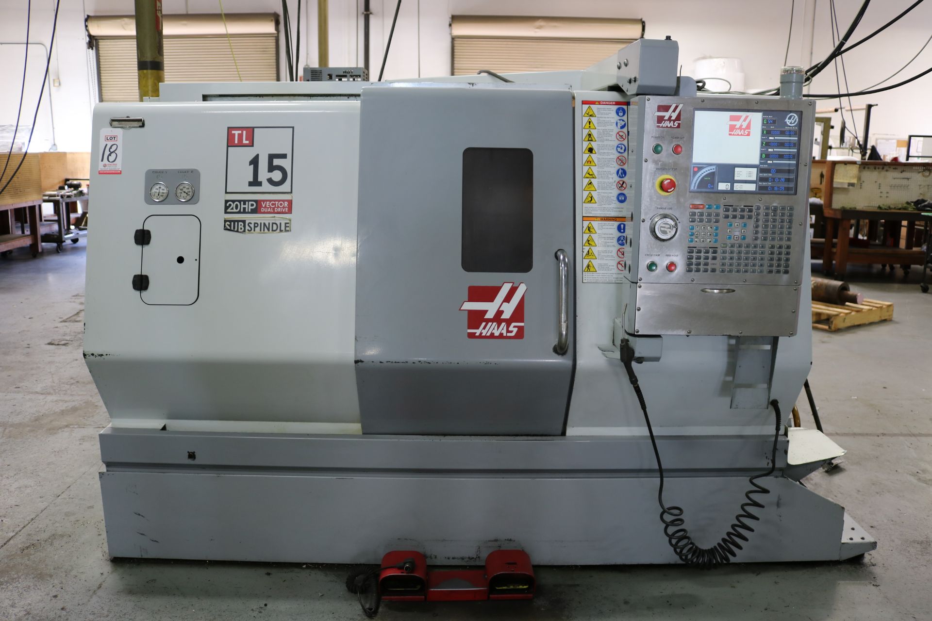 2007 HAAS TL-15 CNC TURNING CENTER, 8" 3 JAW CHUCK 23" SWING, 9.5" SWING OVER CROSS SLIDE, 2" BAR