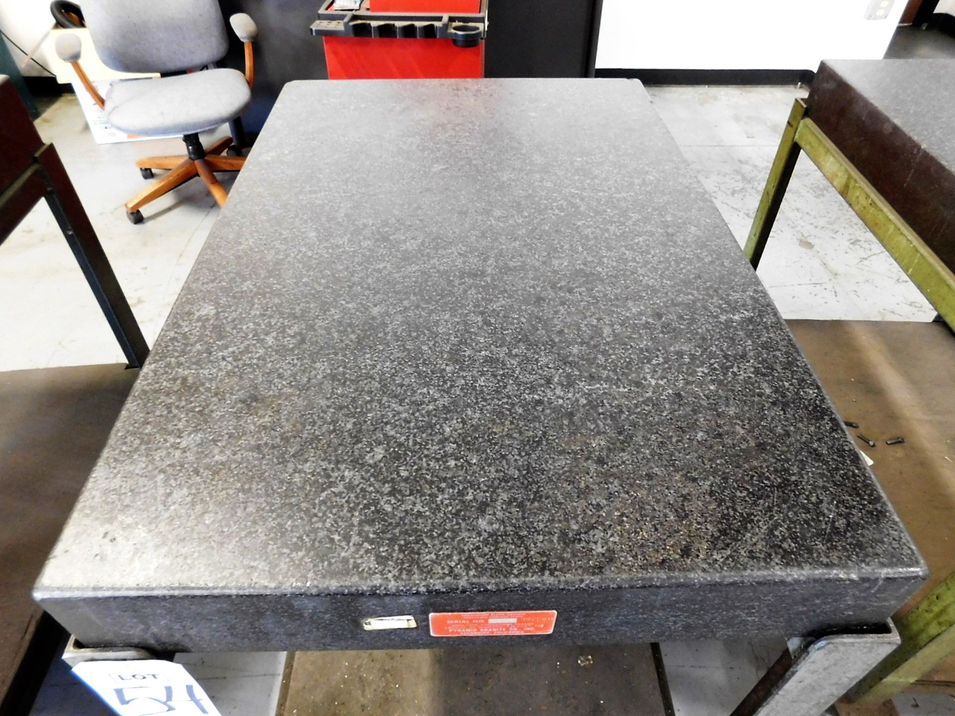 GRANITE SURFACE PLATE, 24" X 36" X 4", W/ ROLLING STAND, 36" WORK HEIGHT - Image 2 of 3