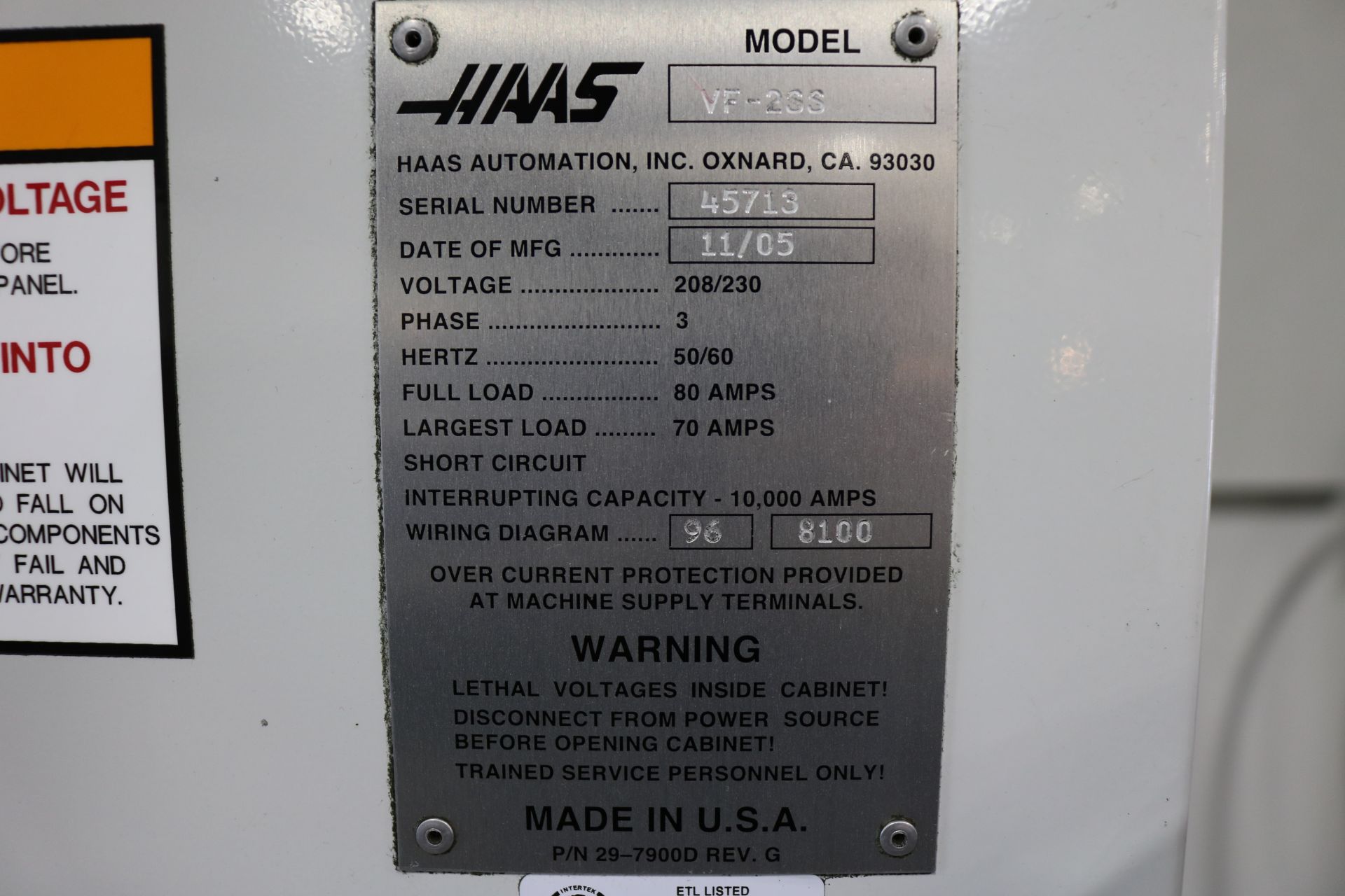 2005 HAAS VF-2SS CNC VERTICAL MACHINING CENTER, TRAVELS: 30" X 16" X 20", 36" X 14" TABLE, 12,000 - Image 13 of 14