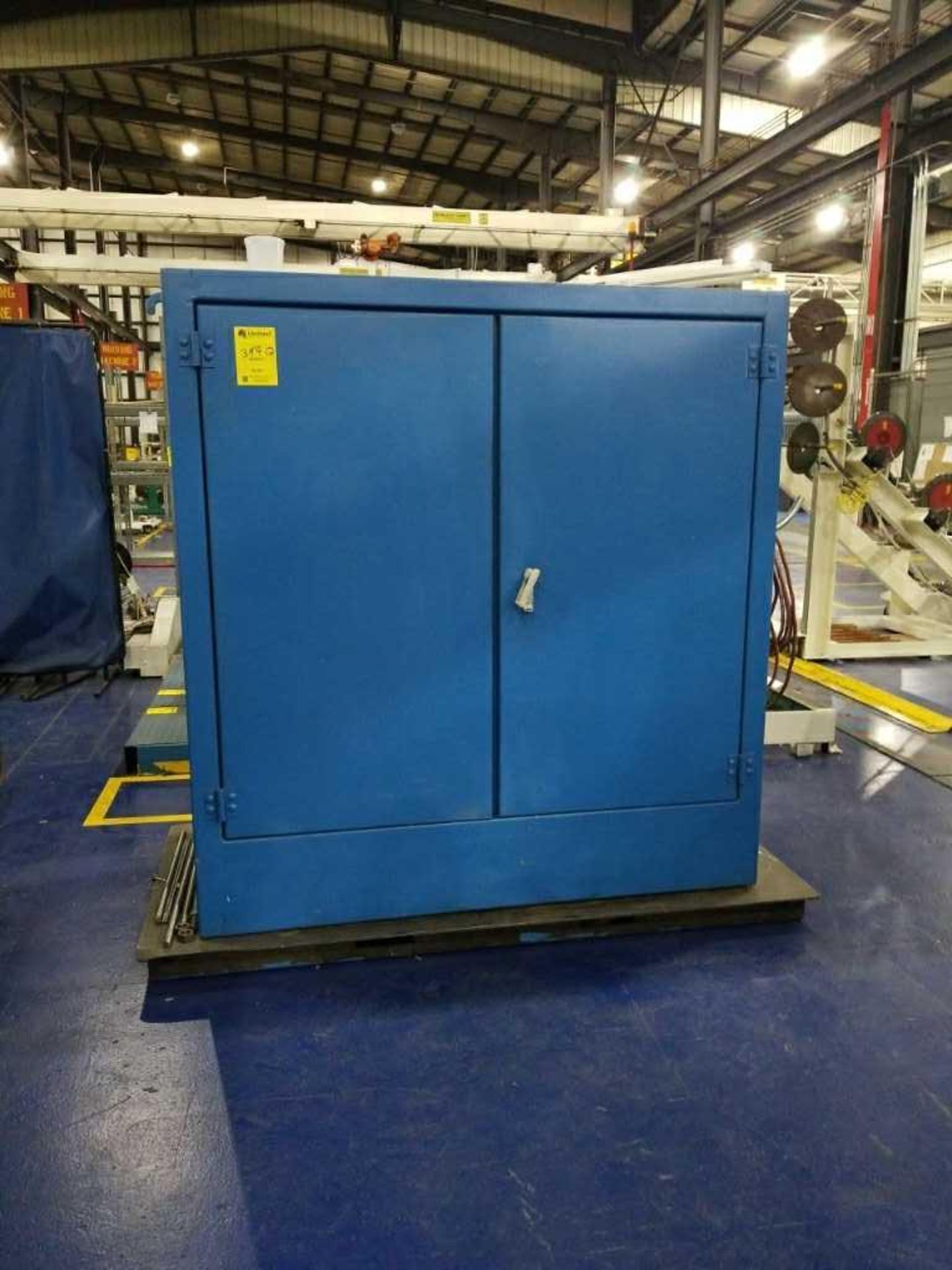 2 door 60" W X 30" D X 63" H steel cabinet w/winding parts, blue