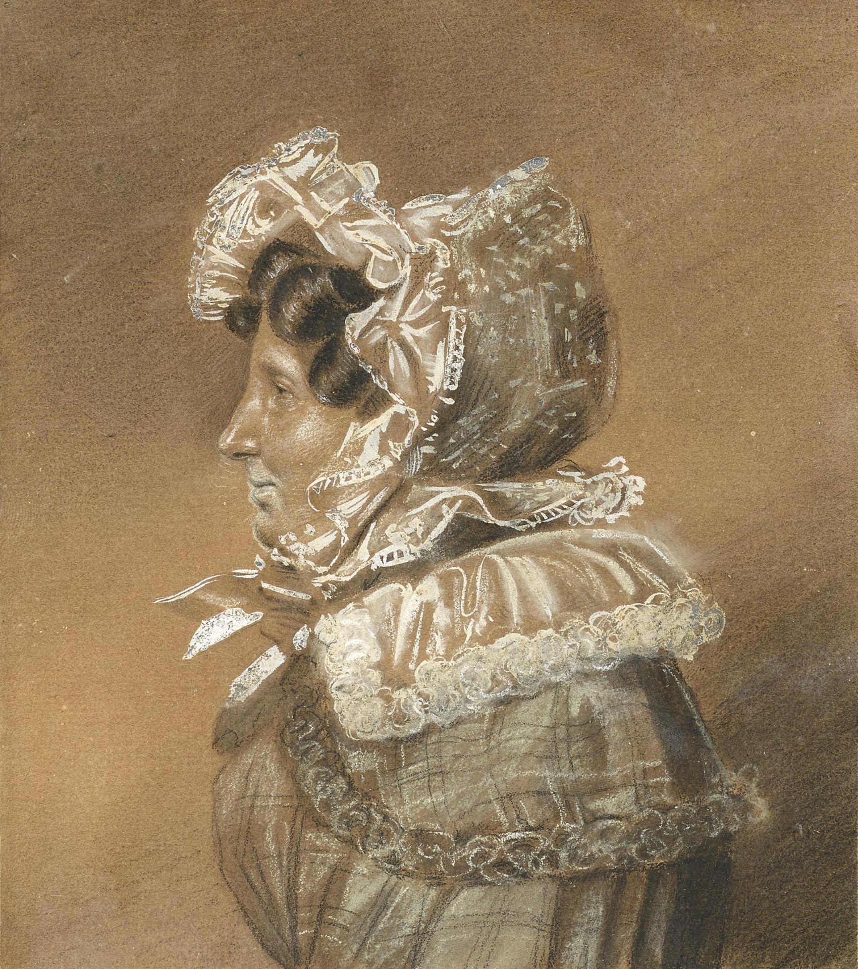 Deutscher Meister um 1850 Zwei Porträtbildnisse. Bildnis der Frederike Hacke und ihres Mannes. - Bild 5 aus 7