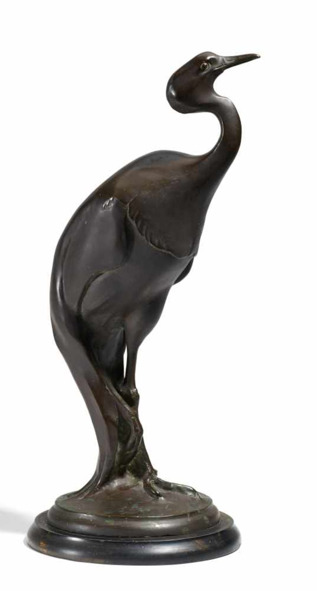 KRANICH. Walther, Paul. Meißen 1876 - vor 1942. Bronze. Höhe 41,5cm. Rückseitig Monogramm "PW" (