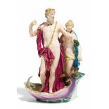 GRUPPE "NEPTUN UND THETIS". Meissen. 19.Jh. Entwurf J.J. Kaendler. Porzellan, farbig und gold