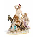 BACCHANTENGRUPPE. Meissen. 19.Jh. Modell E.A. Leuteritz. Porzellan, farbig und gold staffiert.