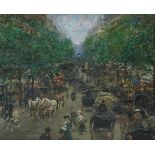 Fabbi, Fabio Bologna 1861 - 1945 Boulevard in Paris. Öl auf Karton. 42,5 x 52cm. Signiert unten